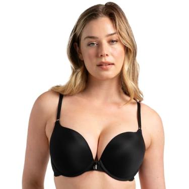 Imagem de Smart & Sexy Sutiã push-up feminino com aro com decote máximo, disponível em pacotes individuais e 2 unidades, Hue preto com asas de renda, 40B
