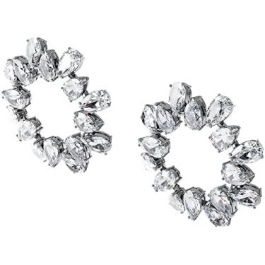 Imagem de Brincos Swarovski argola Matrix, Lapidação pera, Brancos