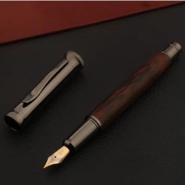 Imagem de CANETA TINTEIRO PONTA FINA PENA "MADEIRA" PREMIUM 0,5MM LUXO