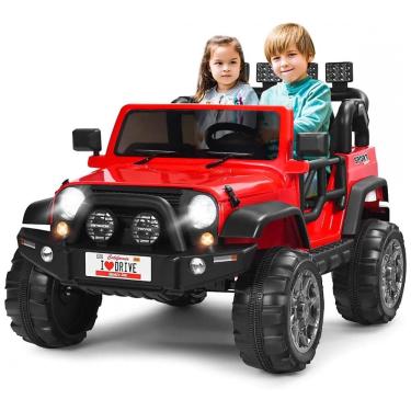 Imagem de Carro Elétrico Infantil Off Road a Bateria 12V com Luz LED, Músicas, Suspensão de Mola, 3 Velocidades, HONEY JOY, Vermelho