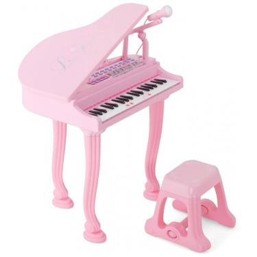 Imagem de Piano Clássico Infantil com 37 Teclas, Microfone, Modo de Ensino LED, Costzon, Rosa