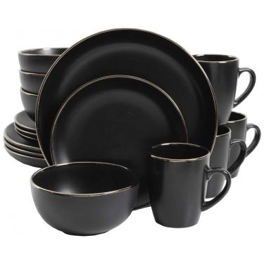 Imagem de Aparelho de Jantar com 16 Peças em Cerâmica Stoneware Serve 4 Pessoas, Gibson Home Rockaway, Preto