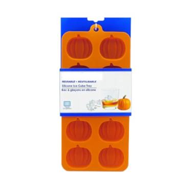 Imagem de Bandeja de silicone para cubos de gelo em forma de abóbora, laranja, reutilizável, molde de Halloween, 10 assados, para geleia, cubos de gelo, biscoitos, cupcakes, decoração, sabonete, gelatina