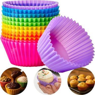 Imagem de Kit 12 Formas de Silicone para Cupcake, Muffin, Bolinho, Assadeira, Air Fryer, Cores Variadas, Resistente a Temperatura, Forminhas, Livre de BPA – Qualidade Premium