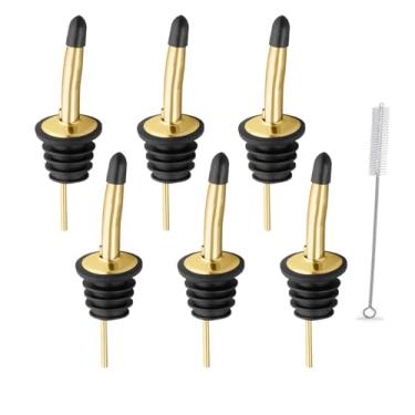 Imagem de Conjunto de bicos de bico de bico de bico de bico de bico de aço inoxidável com tampas de borracha para servir líquidos, azeite de oliva, vinho, vinagre (ouro)