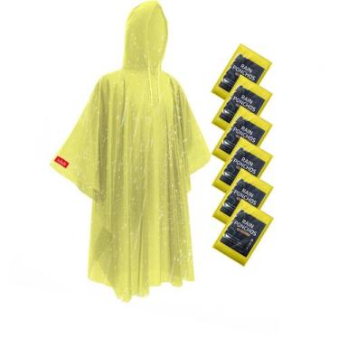 Imagem de Ponchos de chuva descartáveis Hitituto, pacote com 6, amarelos, imperm