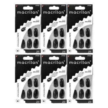 Imagem de Kit 6 Unhas Postiças Bailarina Preto UP408 - Macrilan