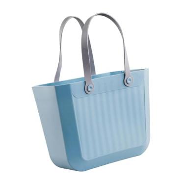 Imagem de IEUDNS Bolsa de viagem, organizadora de compras, artigos de higiene pessoal, cesta de banho, bolsa de portátil para brinquedos, supermercado, Azul