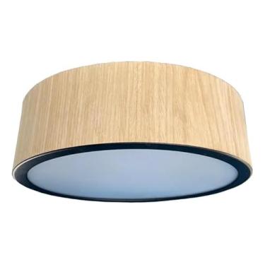 Imagem de Plafon Madeira Redondo 32cm Freijó 110v 220v (bivolt)