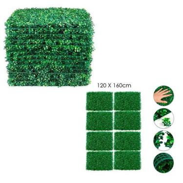 Imagem de 8 Placas Grama Artificial 60x40cm Buxinho P/ Muro Inglês - Rod