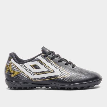Imagem de Chuteira Society Infantil Umbro Heatmap Unissex, Preto, Branco, 34