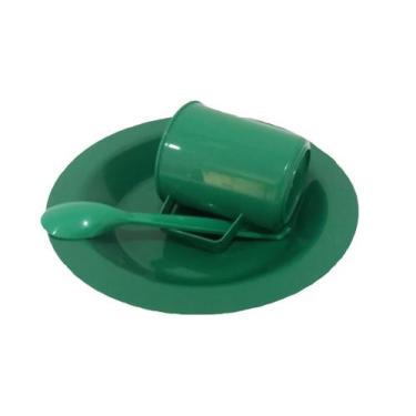 Imagem de Kit Merenda Escolar Creche Prato Colher Caneca Verde 12 Pçs - Mirante 