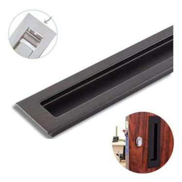 Imagem de Puxador Preto 20Cm Concha Cozinha Porta Madeira Invisivel