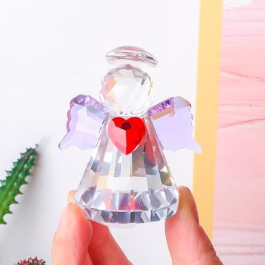 Imagem de Estatueta de anjo de cristal com design brilhante decorativo de Natal e elegância artesanal para um espírito festivo mágico