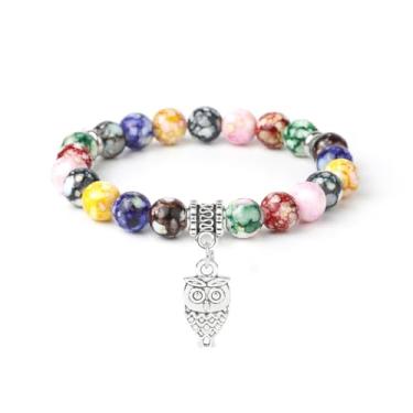 Imagem de Pulseira de contas coloridas com contas esticáveis, pulseiras de pedra de 8 mm, joias presentes para mulheres, pulseira de equilíbrio de meditação de ioga com contas