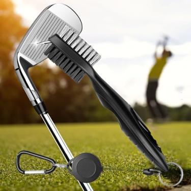Imagem de Escova de limpeza de ranhuras durável para tacos de golfe, ferramenta leve de acessórios de golfe para limpeza de clubes e bolas, preta