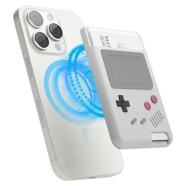 Imagem de elago Suporte magnético para cartão W5, 2 cartões compatíveis com MagSafe para iPhone 15, iPhone 14, iPhone 13, iPhone 12 Series - Carteira de telefone segura, proteção contra arranhões e danos (cinza claro), Cinza claro, Design do console de jogos