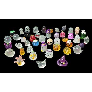 Imagem de Mini ornamentos luminosos de resina fantasma, lindo conjunto de estatuetas em miniatura de Halloween, enfeites para fazer garrafas, faça você mesmo, decoração de artesanato de paisagem de aquário de