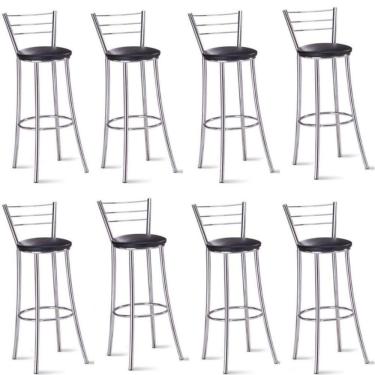 Imagem de Kit 8 Banquetas Para Bancada Cromada Grazi Preto