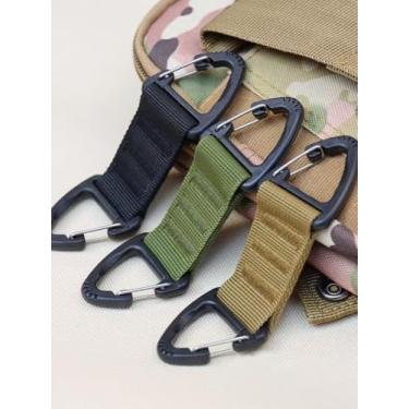 Imagem de 2 peças seguras, fivela tática de nylon, chaveiro de cinto, clipes mosquetão, cabide de cordão com ganchos de corrente, mosquetão de triângulo duplo, verde 2 peças
