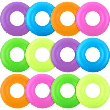 Imagem de Piscina inflável Civaner, 12 peças, flutua, anéis de natação de néon d