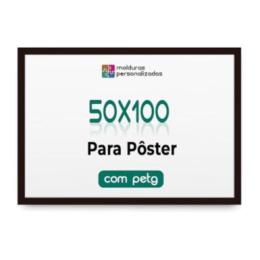 Imagem de Moldura 50x100 para Quadro Decoração Imagem Arte Poster com Proteção Petg (Preto)