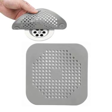 Imagem de Captador de ralo de cabelo, capa de drenagem quadrada de silicone para chuveiro, tampa de pia com ventosa, fácil instalação para banheiro, banheira, cozinha