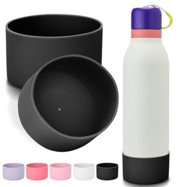 Imagem de Mity rain 2 peças de bota de silicone para garrafa de água Owala FreeSip Twit, antiderrapante, redução de ruído, evita arranhões (510 g preto)