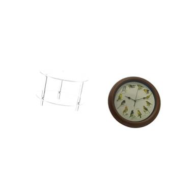 Imagem de Fenteer Mesa Lateral Elegante em Acrílico com Design de Canto de Pássaros E Relógio Redondo Robusto. Mesa de Cabeceira Compacta para Sala de Estar, Sala de Ja