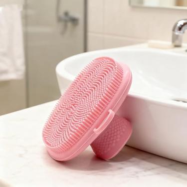 Imagem de Escova de limpeza facial, esfregão de massagem macio, almofada de limpeza facial à prova d'água portátil com laço para pendurar para cuidados diários com a pele