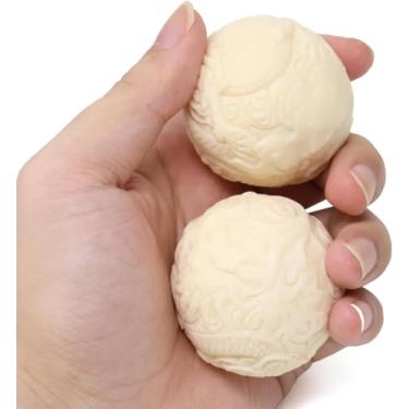 Imagem de 2 bolas de massagem de mão estilo chinês vintage esculpidas com estampa de dragão requintadas bolas de baoding de frutas marfim criativas para alívio do estresse com bolsa de armazenamento preta