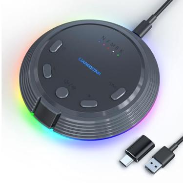 Imagem de LIANGSTAR Microfone USB para jogos com 5 alterações de voz, botão mudo, cancelamento de ruído AI, controle de volume, microfone condensador RGB para PC Gamer, YouTube, streaming, conferência