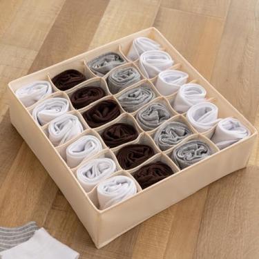 Imagem de Caixa organizadora de gaveta com compartimentos, caixas de armazenamento dobráveis para roupas íntimas, meias e lingerie