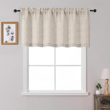 Imagem de OWENIE Cortinas de linho para janelas 1 peça de 61 cm de comprimento, cortina pequena texturizada com filtro de luz para banheiro porão sala de estar quarto, cortinas de meia janela sobre a pia, 152