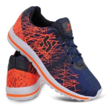 Imagem de Tênis Infantil Esportivo Azul e Laranja, Design Moderno, Cadarço Ajustável, Sola Antiderrapante