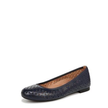 Imagem de Vionic Spark Robyn II Perf Ballet Sapatilha feminina com suporte que inclui uma palmilha ortopédica oculta, tamanhos 34 a 42, Couro marinho, 36