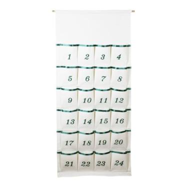 Imagem de Vaveren Calendário do Advento de Natal com 24 dias e bolsos, bolsa organizadora para pendurar na parede, ideal para decoração de casa, porta, cabeceira ou, Verde