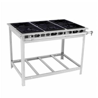 Imagem de Fogão a Gás industrial Extra 6 Queimadores 3 duplos e 3 simples Inox EI6 - Venâncio