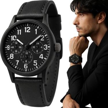 Imagem de Relogio Premium Preto Aco Inoxidavel Masculino Original Grande Casual Robusto Presente Social