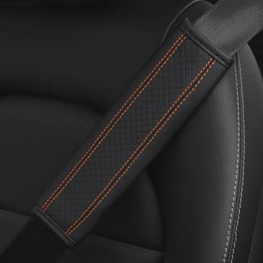 Imagem de Couslcd 2 peças de capa de cinto de segurança de carro, capas de alça de ombro macias almofadas de arnês, cinto de segurança de couro confortável almofada de condução protege seu ombro e pescoço