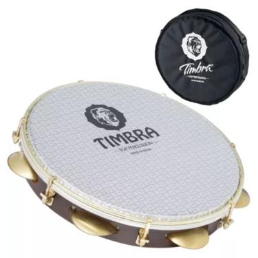 Imagem de Pandeiro Timbra Profissional 10 Formica Chocolate C/Aro Niquelado Pele Prismatica C/Capa