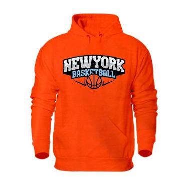 Imagem de Blusa de Frio Moletom Masculino Flanelado Estampa Basquete Punho e Capuz Cordao Ajustavel