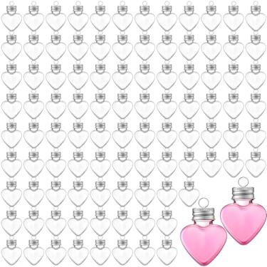 Imagem de Potchen 100 bolas de coração de bebida de Natal para decoração de árvore de Natal, garrafa pendurada com cordão para decoração de festas de fim de ano, enfeites de árvore (transparente)