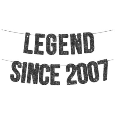 Imagem de Legend Since 2007 Banner Decorações de aniversário de 18 anos para meninos meninas decoração de aniversário preto 18º aniversário