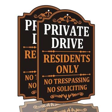 Imagem de Pacote com 2 placas de estacionamento privado apenas para residentes, sem solicitação sem invasão, placa de entrada de garagem privada 30,5 x 45,7 cm, metal resistente, livre de ferrugem, alumínio