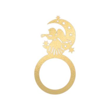 Imagem de Porta Guardanapo Anjo De Natal Kit Com 4 Peças 4,5cmx8,5cm - Cria Arte Laser Dourado