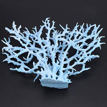 Imagem de Plástico Vívido Artificial Coral Planta Ornamento Aquário Subaquático Tanque de Peixes Decoração do Jardim Rosa Azul Aquário Tanque de Peixes Jardim Paisagem (L)