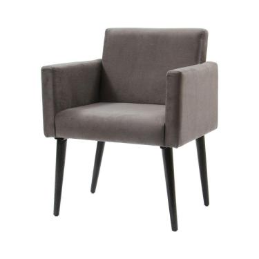 Imagem de Poltrona Luca Para Sala De Recepção Em Suede - Grafite - Cor: Cinza