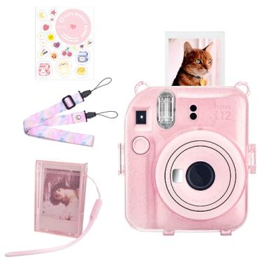 Imagem de HIYQIN Estojo Transparente Com Glitter E Armazenamento De Filme Para Câmera Instantânea Fujifilm Instax Mini 12, Acessórios Atualizados - Rosa