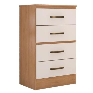 Imagem de Cômoda Para Quarto 4 Gavetas Lisa Mdp Nature-off White